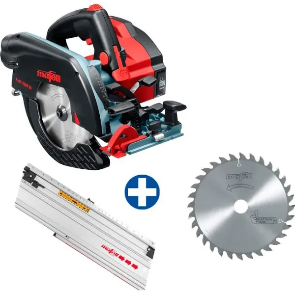 Mafell Handkreissäge K 65 18M bl im T-MAX mit Führungsschiene und Sägeblatt