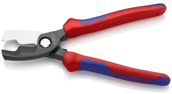 Knipex Kabelschneider mit Doppelschneide, brüniert, mit Mehrkomponenten-Griff 200 mm