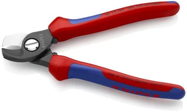 Knipex Kabelschneider brüniert, mit Mehrkomponenten-Griff 165 mm
