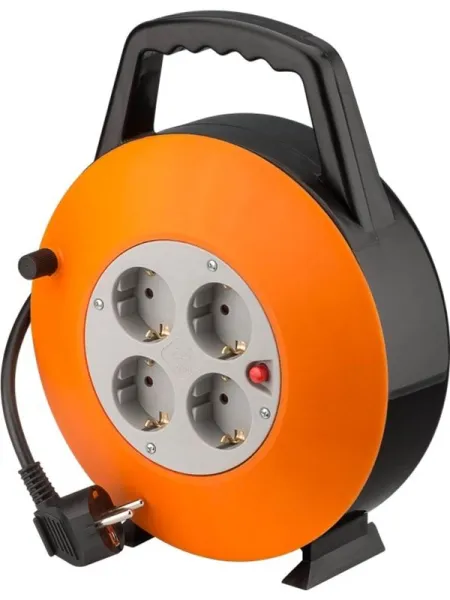Pro Cable reel 15 m orange-black - with 4 protective